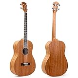 Kmise - Ukelele barítono de caoba, 76 cm, 4 cuerdas, guitarra hawaiana