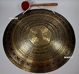 48 cm Mantra y símbolos tallada Gong del Himalaya de Nepal